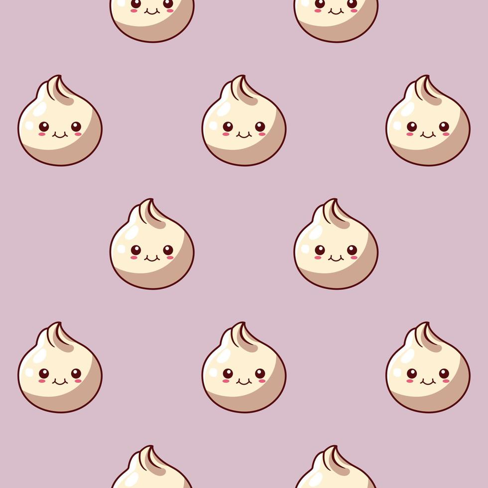 Vector kawaii pattern with cute dim sum japanese food