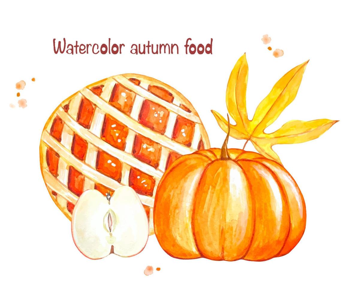 Autumn food clipart. Watercolor vector