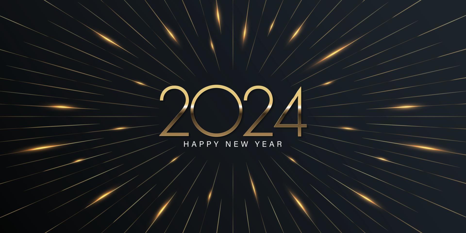 2024 Happy New Year elegant design vector illustration of golden 2024