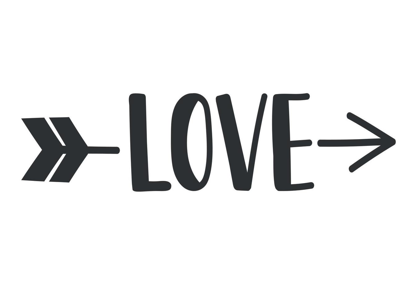 doodle clipart letras de amor con flecha vector