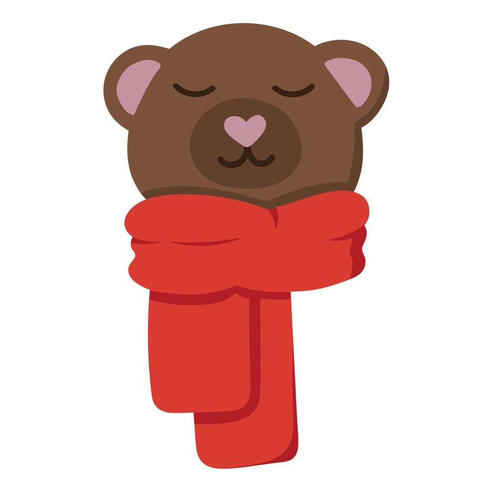 Doodle sticker muzzle of a christmas bear in a scarf vector