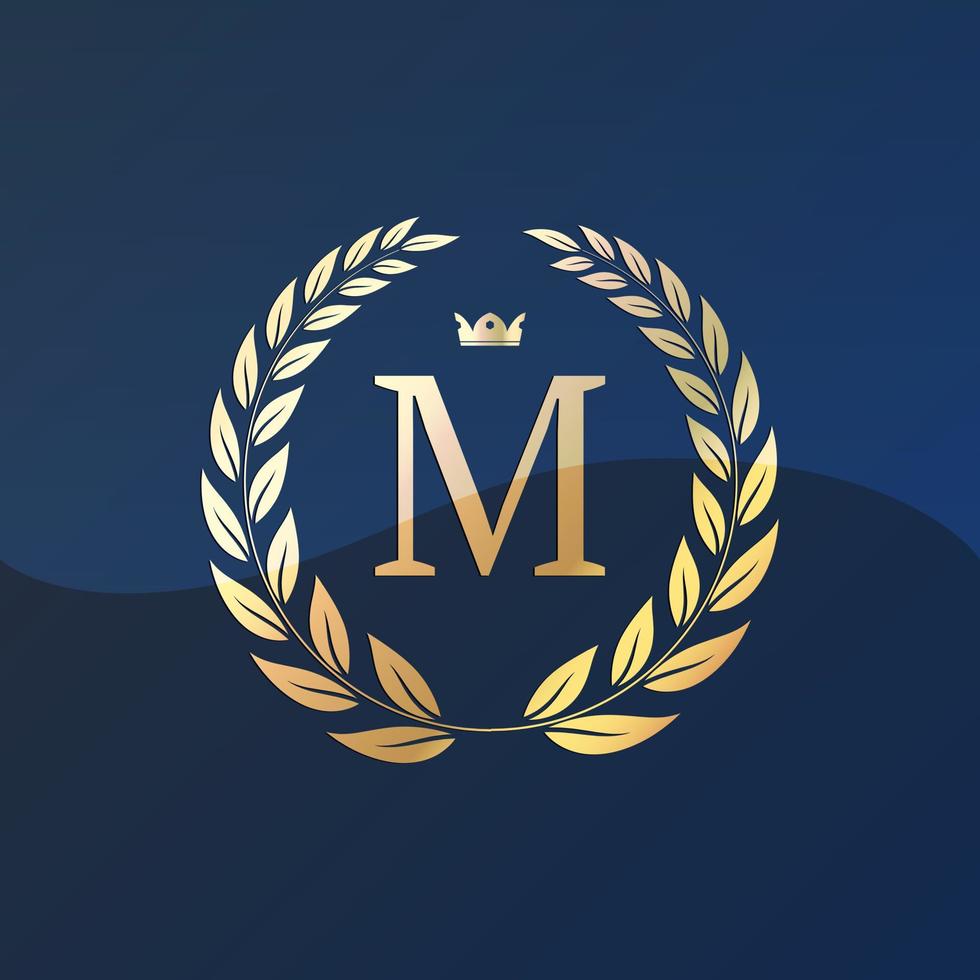 logotipo premium, monograma para la marca de la empresa con corona de laurel. ilustración vectorial vector