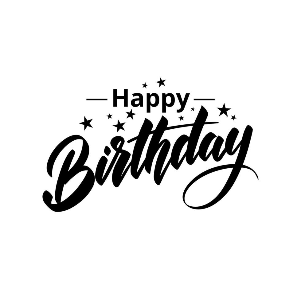 Lettering Happy birthday with the stars. Isolated on a white background. vector