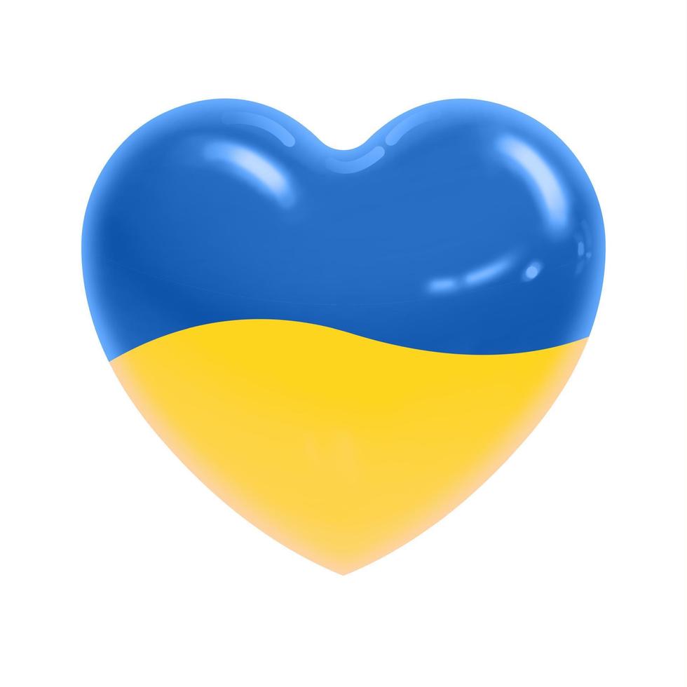 Realistic drawing of a heart in the colors of the Ukrainian flag on a white background for printing .Vector illustration. vector