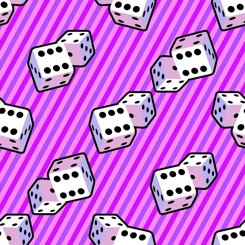 Bright pattern for a board game of dice in the style of pop art for print and design. Vector illustration.