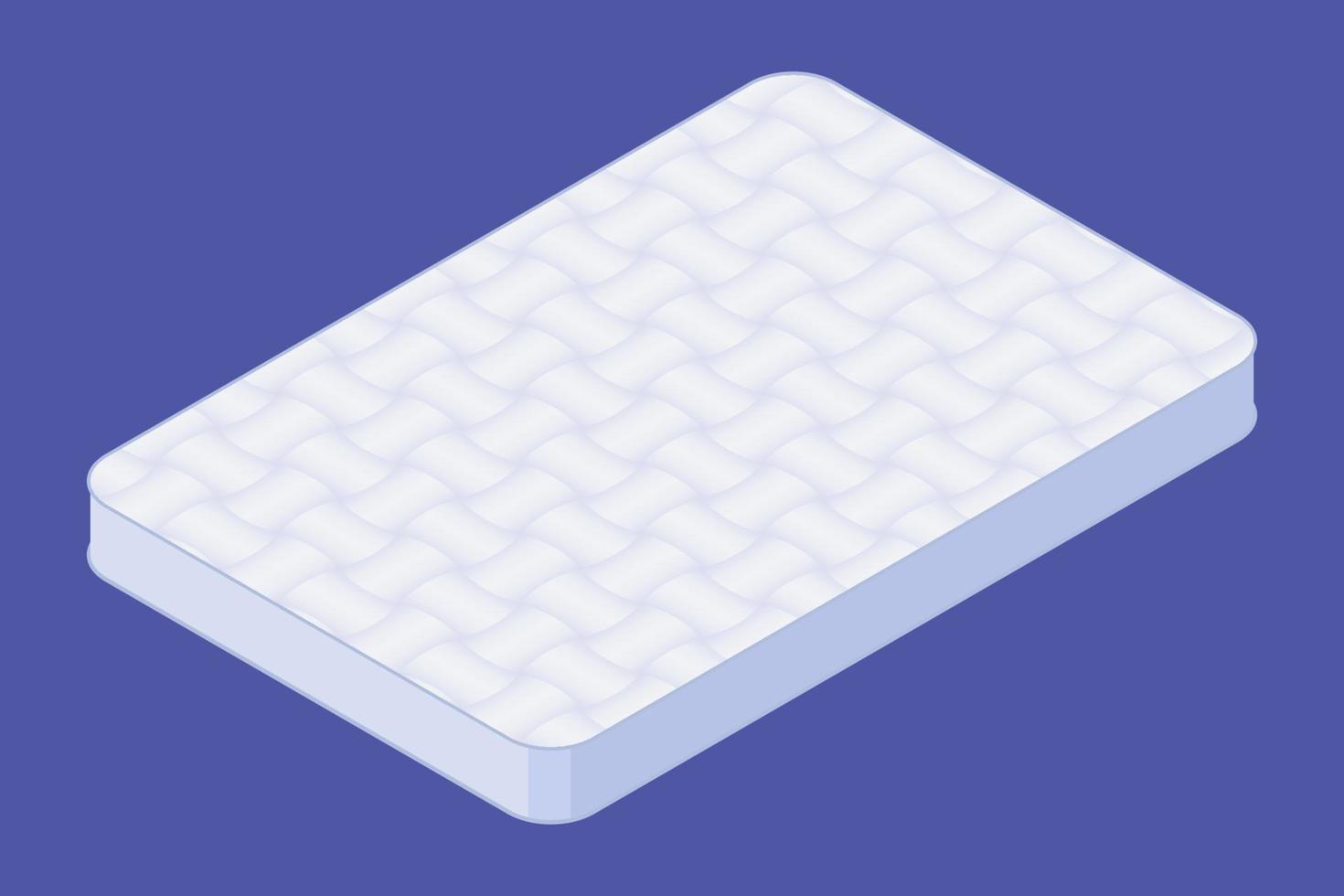 White mattress in isometry, isolated object. Vector illustration