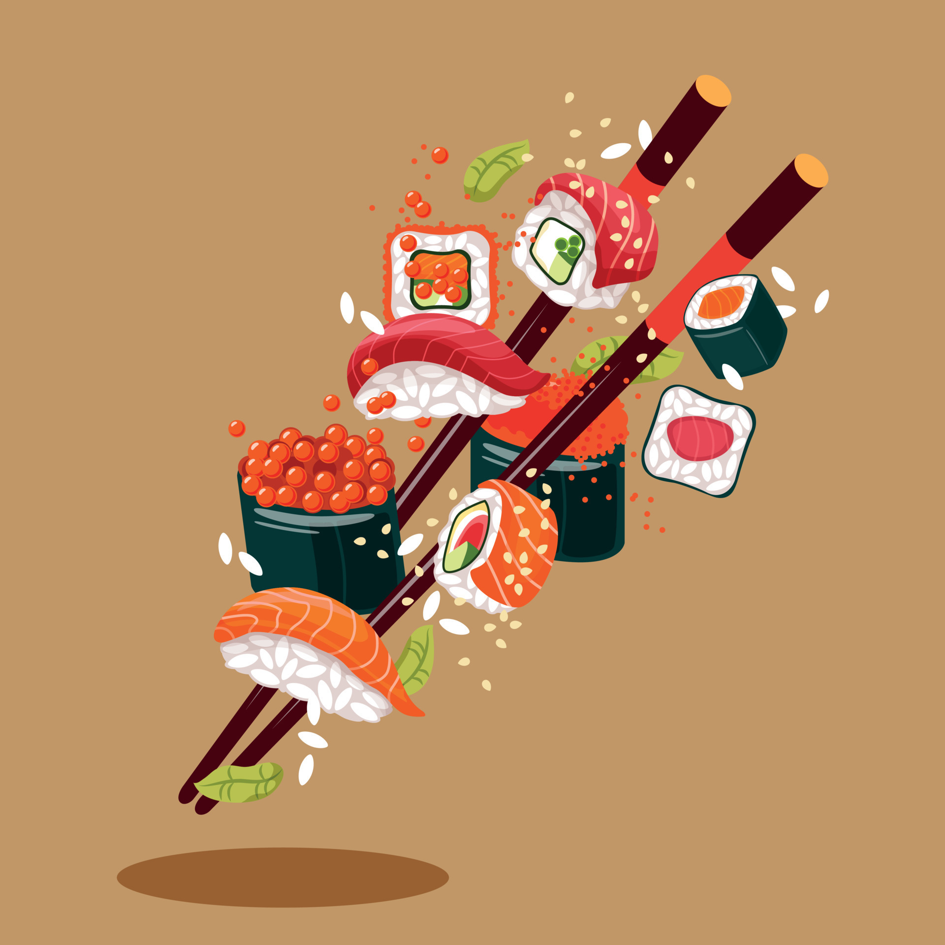 Asian Food Levitation Of Japanese Food Asian Traditional Food Flying 