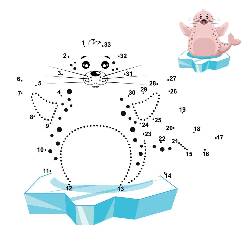 Seal, Seal. Educational Children Game . Dot By Dot. Arctic Animals, Mini-games vector
