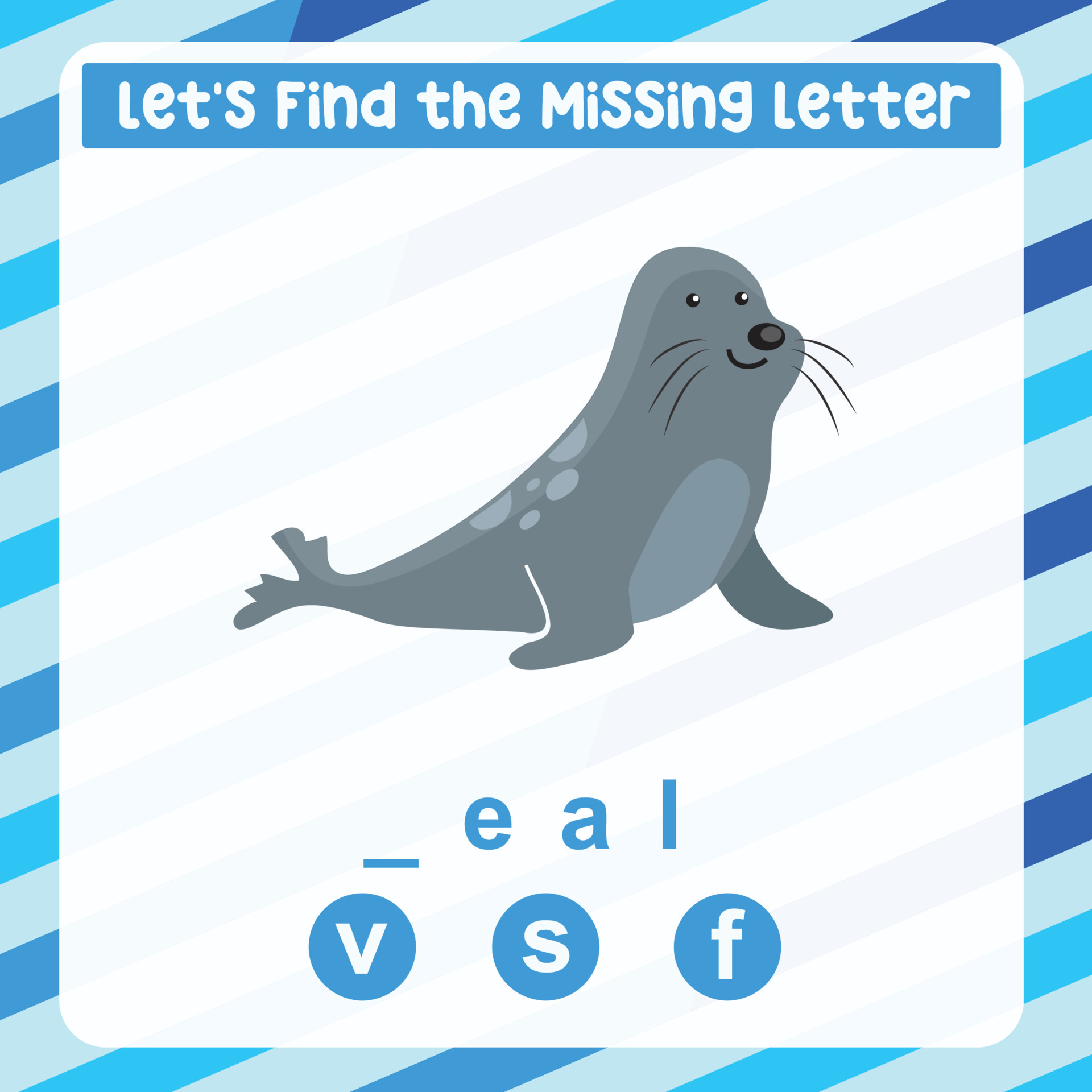Missing letter worksheet. Complete the letters for sea animal name in  English. Kids educational game. Printable worksheet for preschool. Writing  practice. Vector file. 17106635 Vector Art at Vecteezy