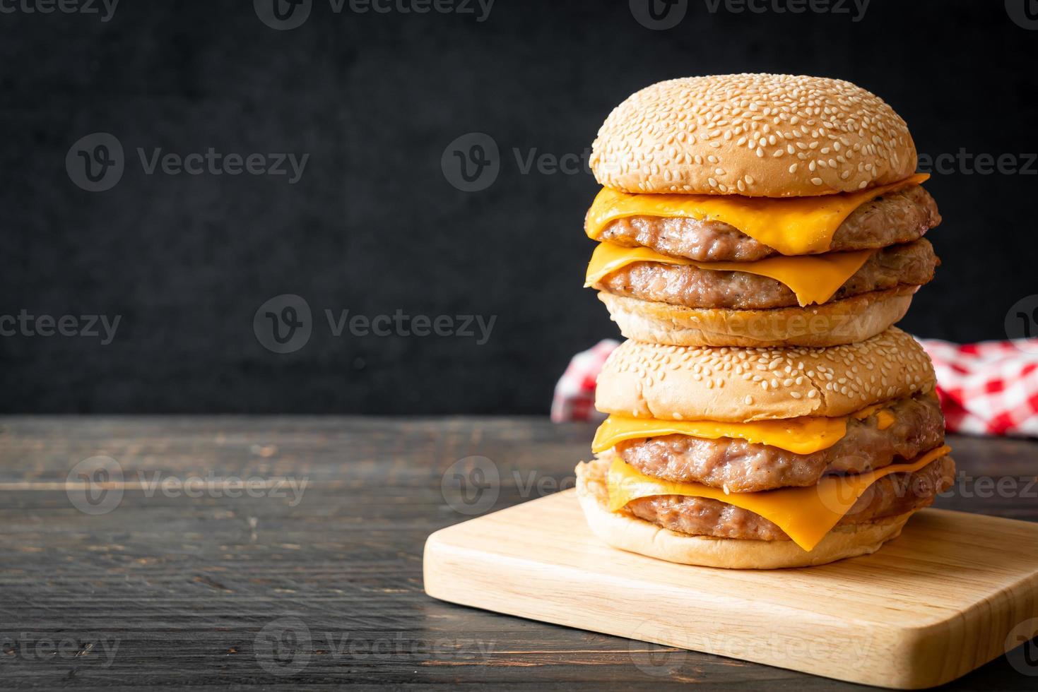 pork hamburger or pork burger with cheese photo