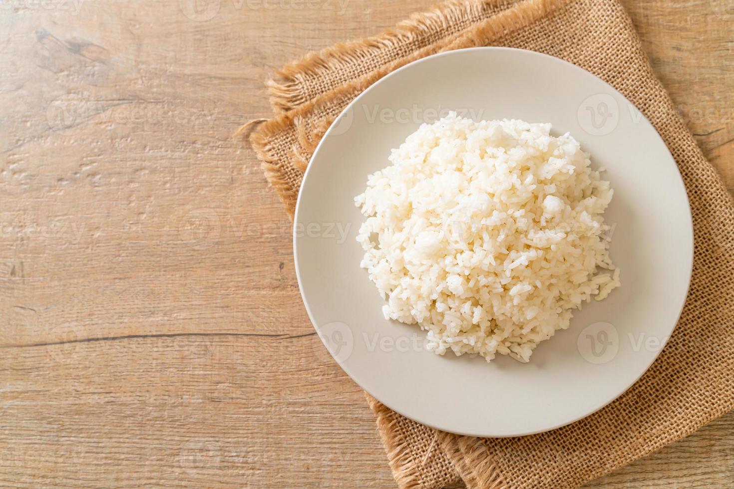 cooked rice on plate photo