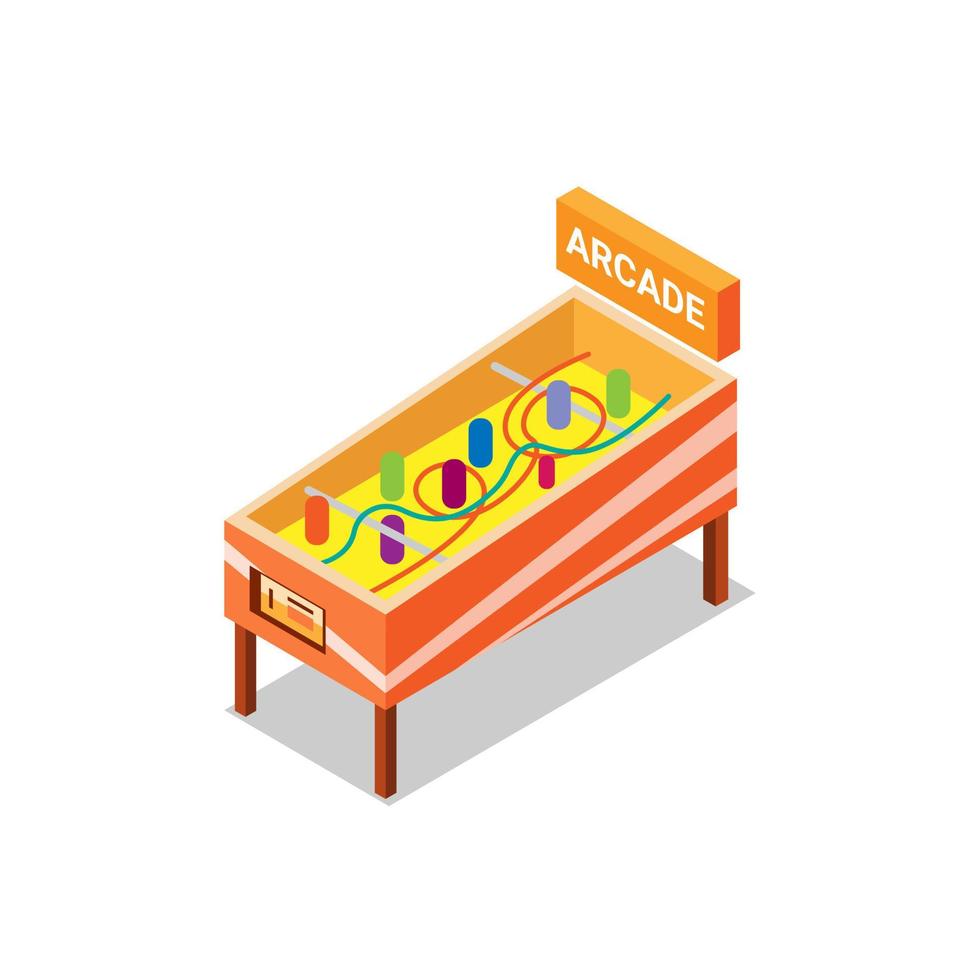 Pinball arcade machine game symbol isometric illustration vector