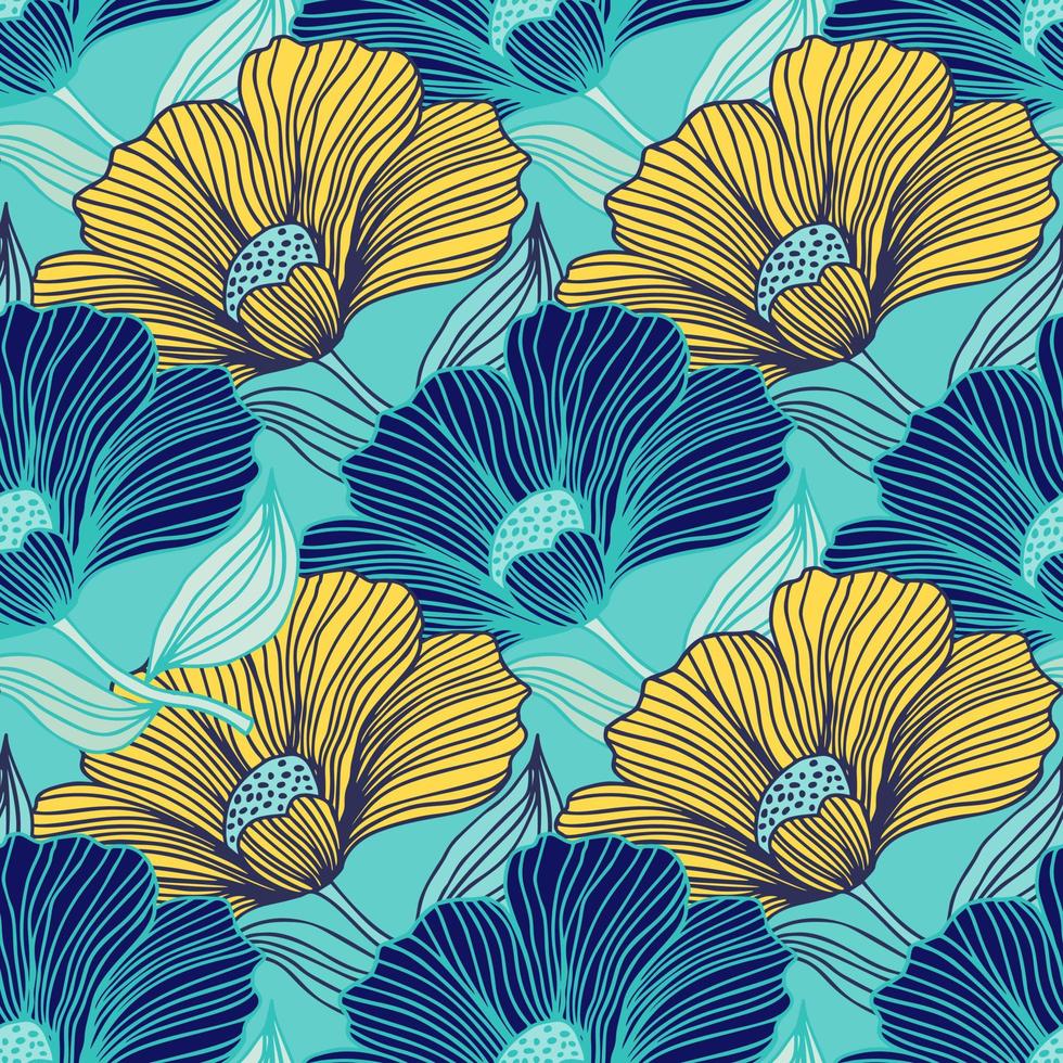 fondo sin fin de la flor del esquema del vintage. delicada línea floral de patrones sin fisuras. vector