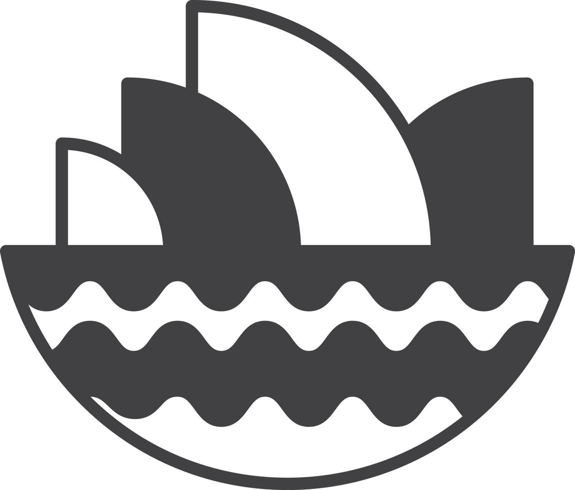 buildings and river illustration in minimal style vector