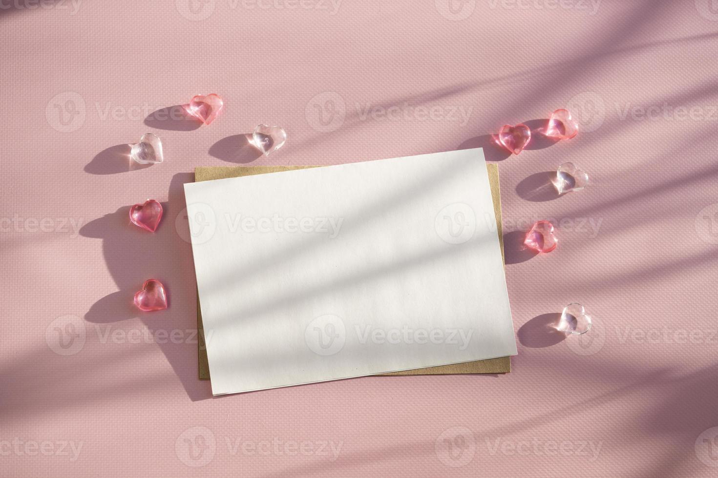 Mockup for a Love letter with white card. photo