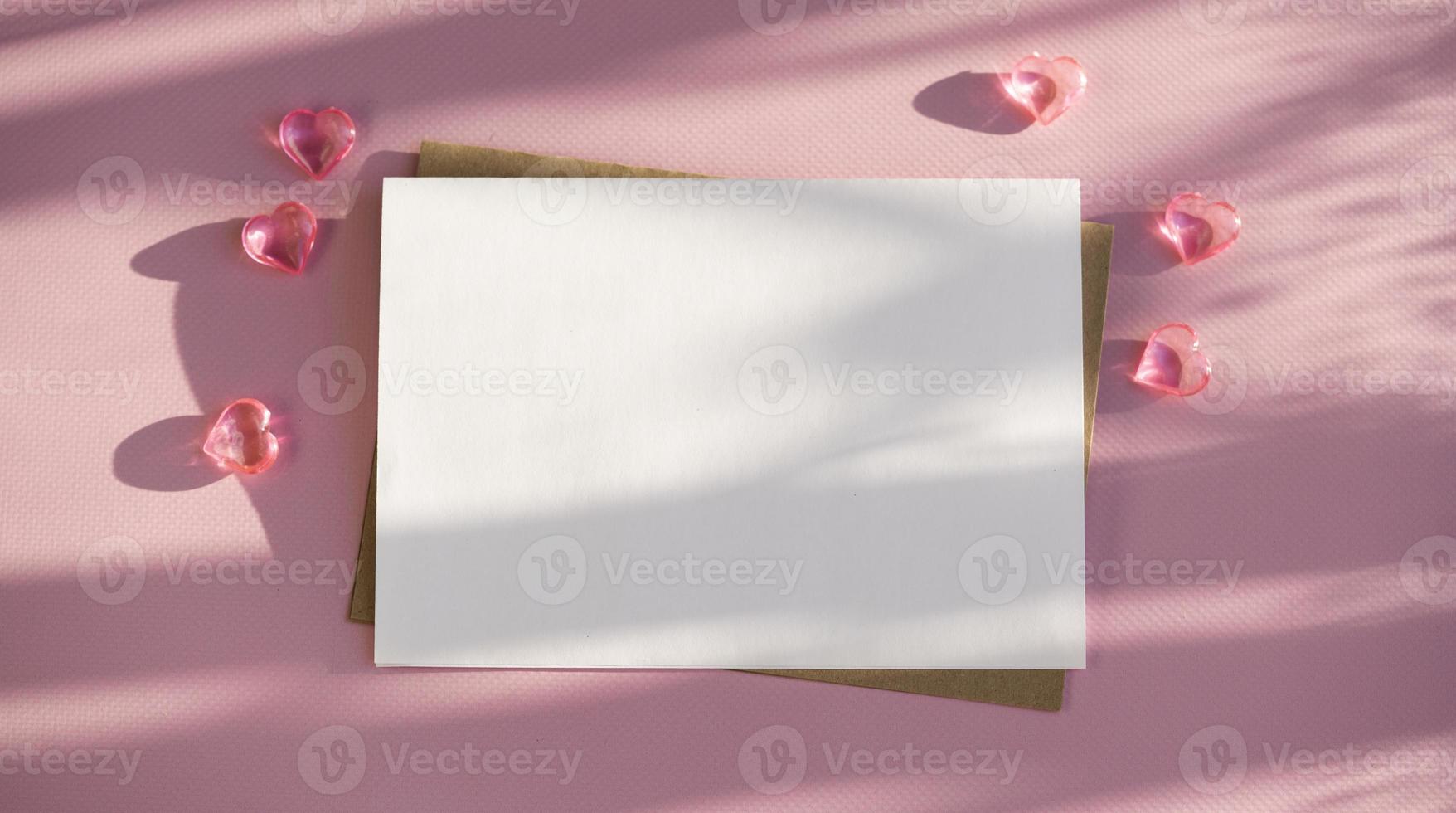 Mockup for a Love letter with white card. photo