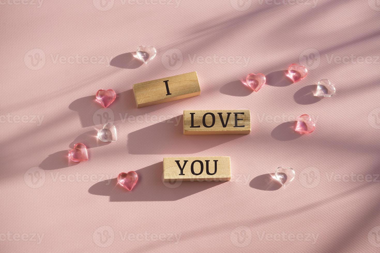 Hearts with I LOVE YOU text photo
