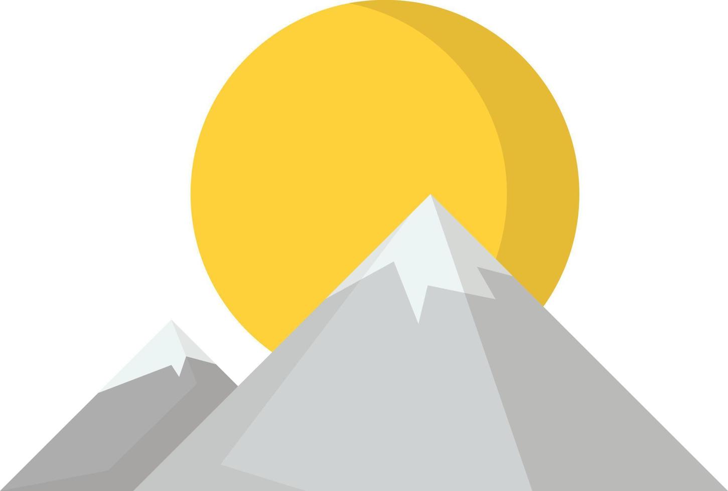 ilustración de montañas y sol en estilo minimalista vector