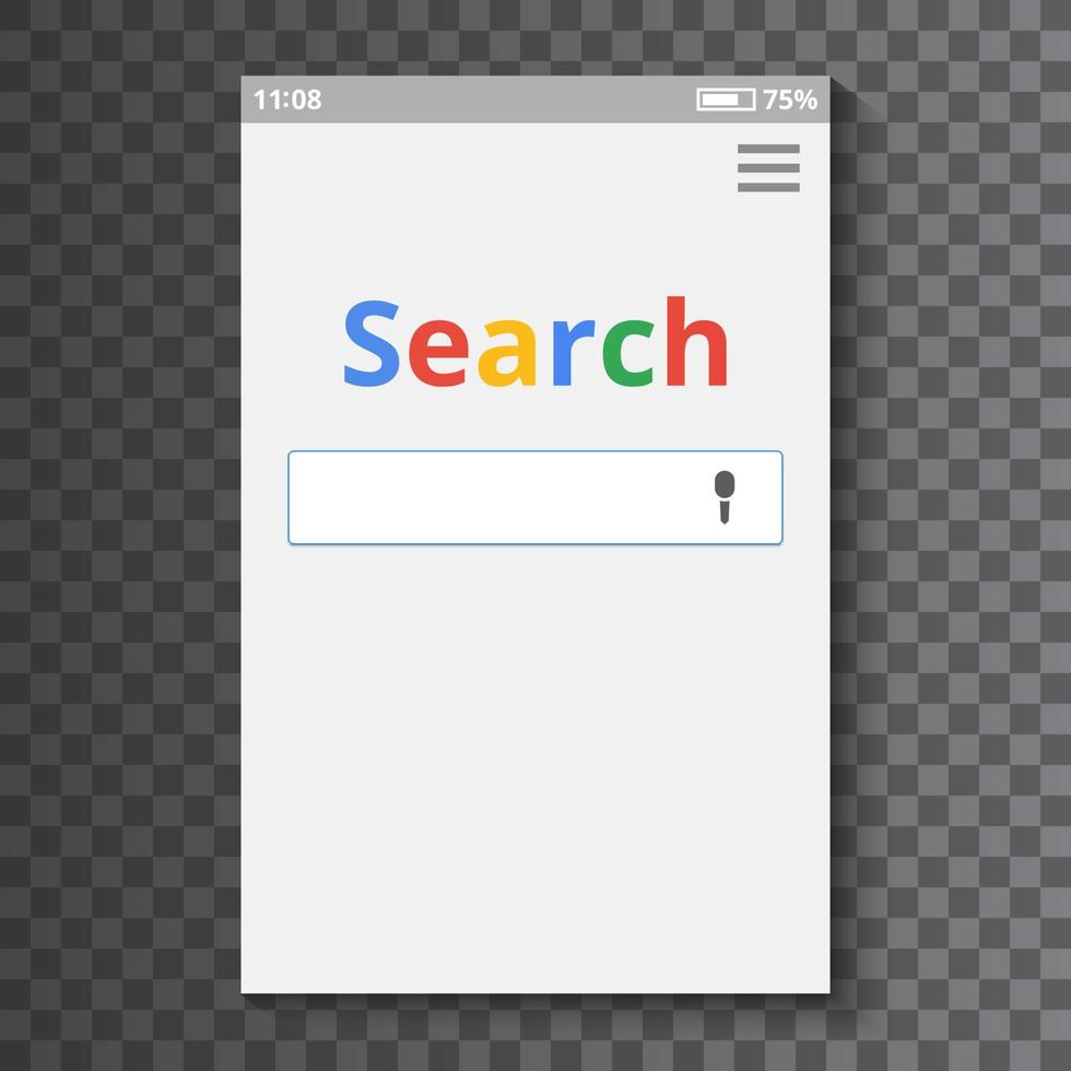 Smartphone screen.Search on the Internet. vector