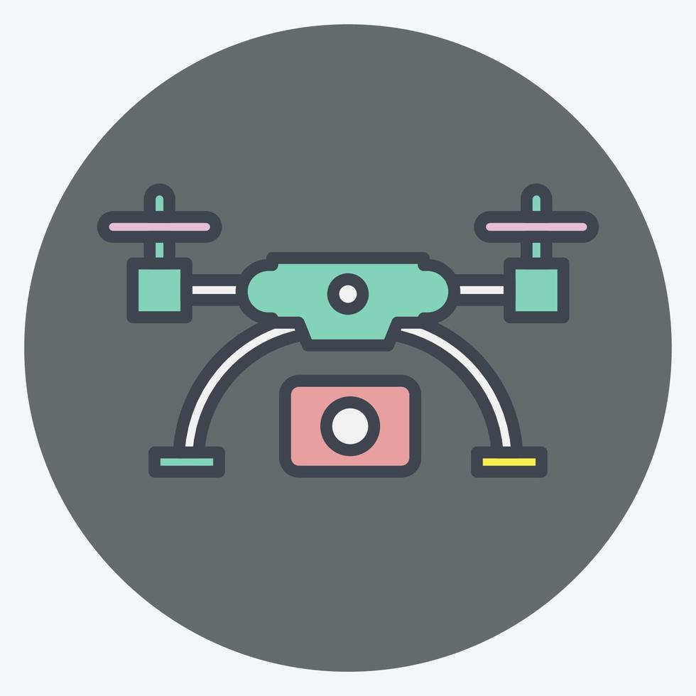 dron icono e imágenes aéreas. relacionado con el símbolo de la fotografía. estilo compañero de color. diseño simple editable. ilustración sencilla vector