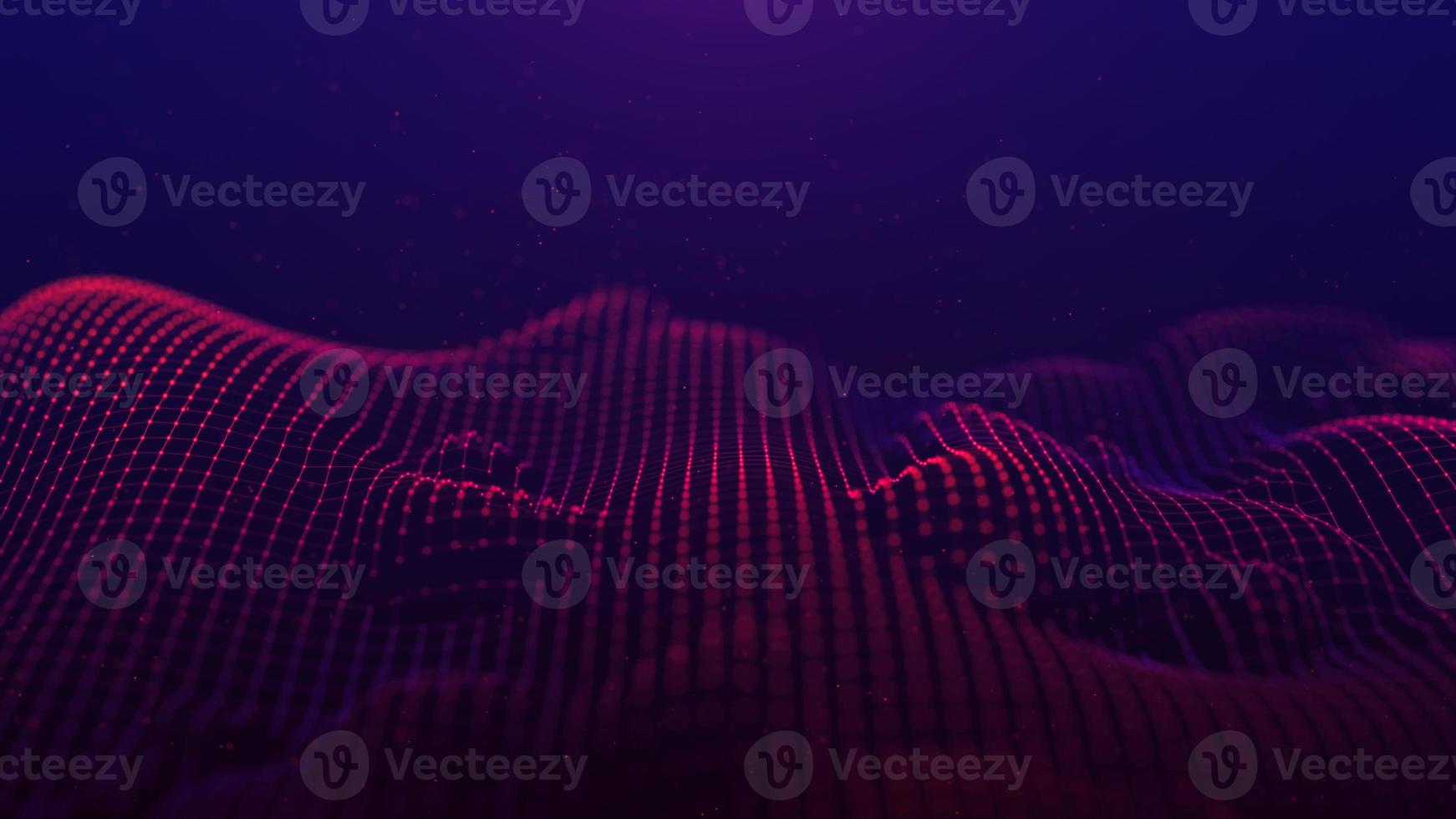 Futuristic glowing wave. The concept of big data. Network connection. Cybernetics. Abstract dark background of red dots connected by lines. Digital landscape. 3d rendering. photo