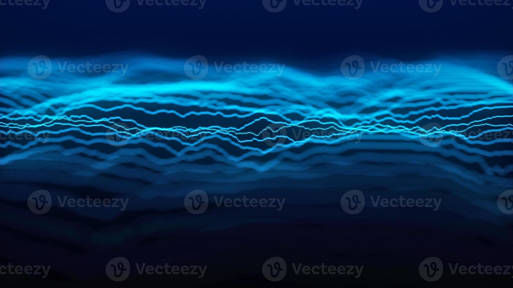 Abstract background with blue dynamic wave. Visualization of the data flow. An active musical wave in space. Visualization of big data. 3d rendering. photo
