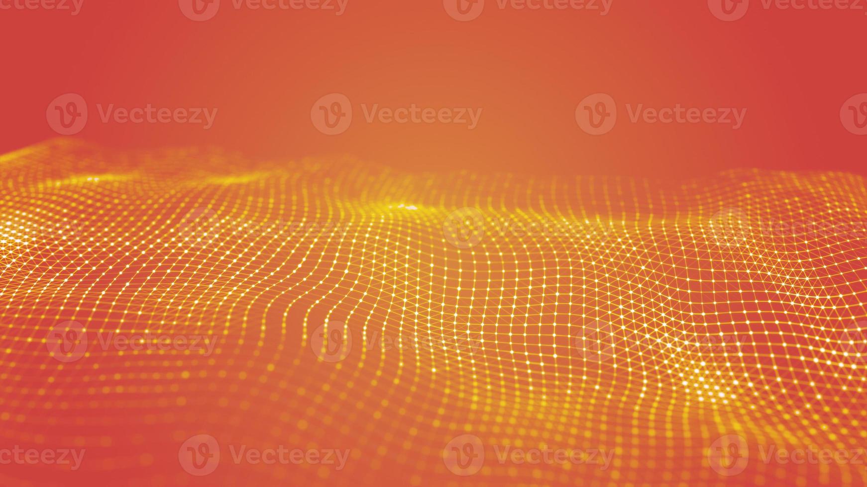 Abstract bright background with yellow moving lines and dots. Network connection. Internet connection worldwide. The concept of big data. 3d rendering. photo