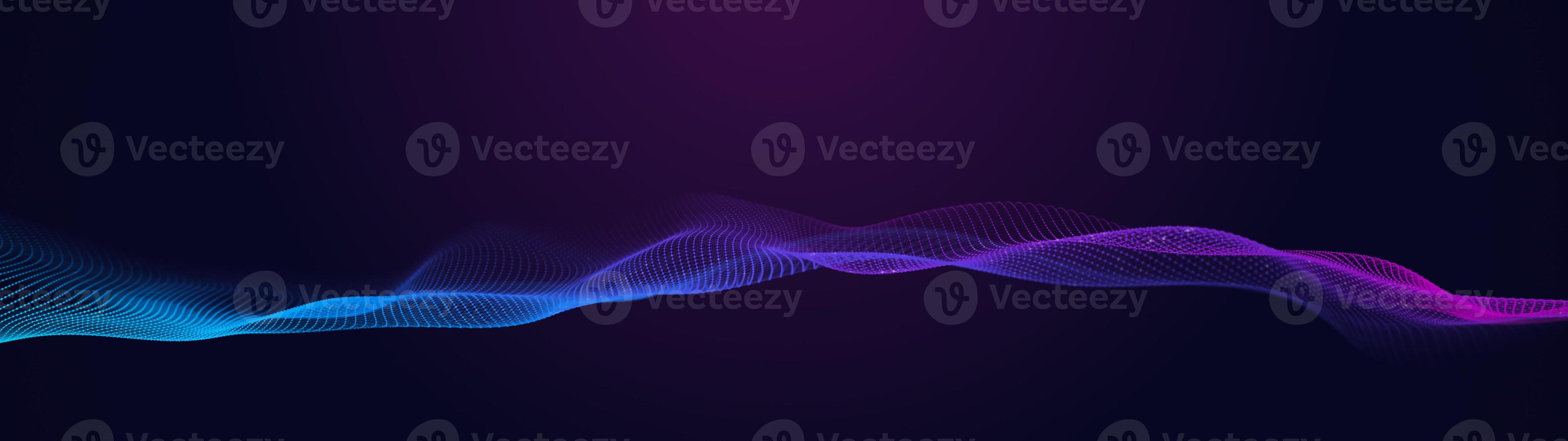 Futuristic musical luminous wave. The concept of big data. Network connection. Cybernetics. Abstract dark background of colored lines with dots. 3d rendering. photo