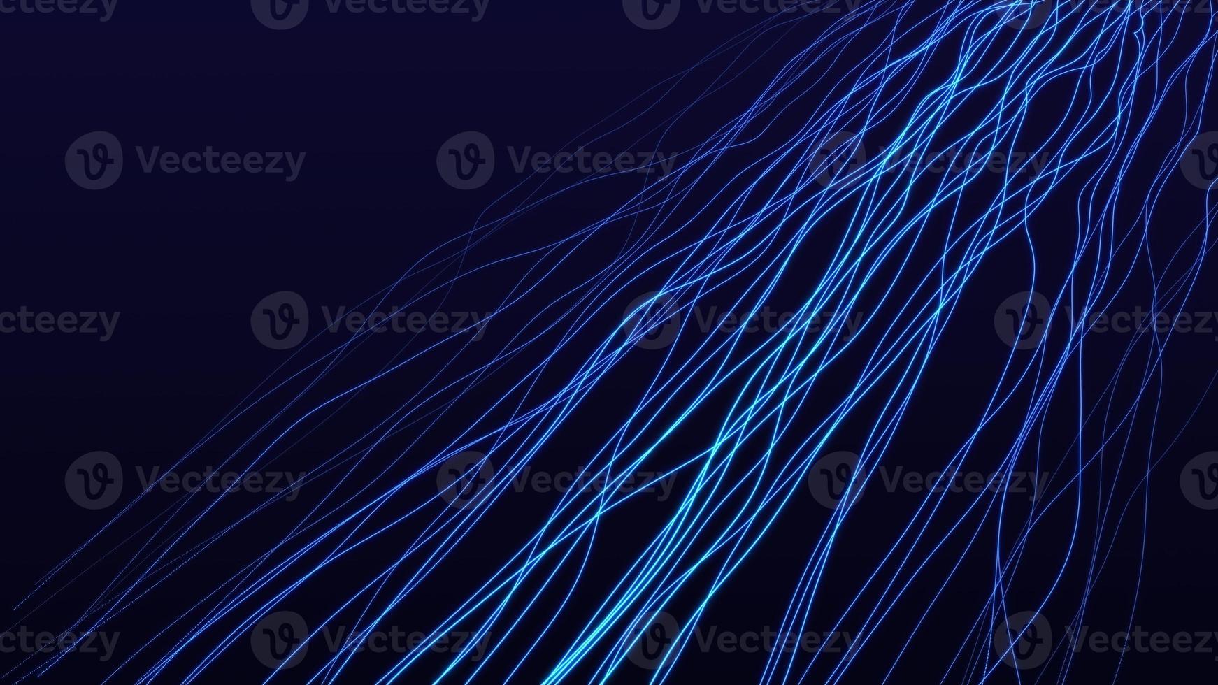 Abstract blue background with wave flow of particles. Digital optical fiber technologies. Illustration of a network connection. Big data flow. 3D rendering. photo