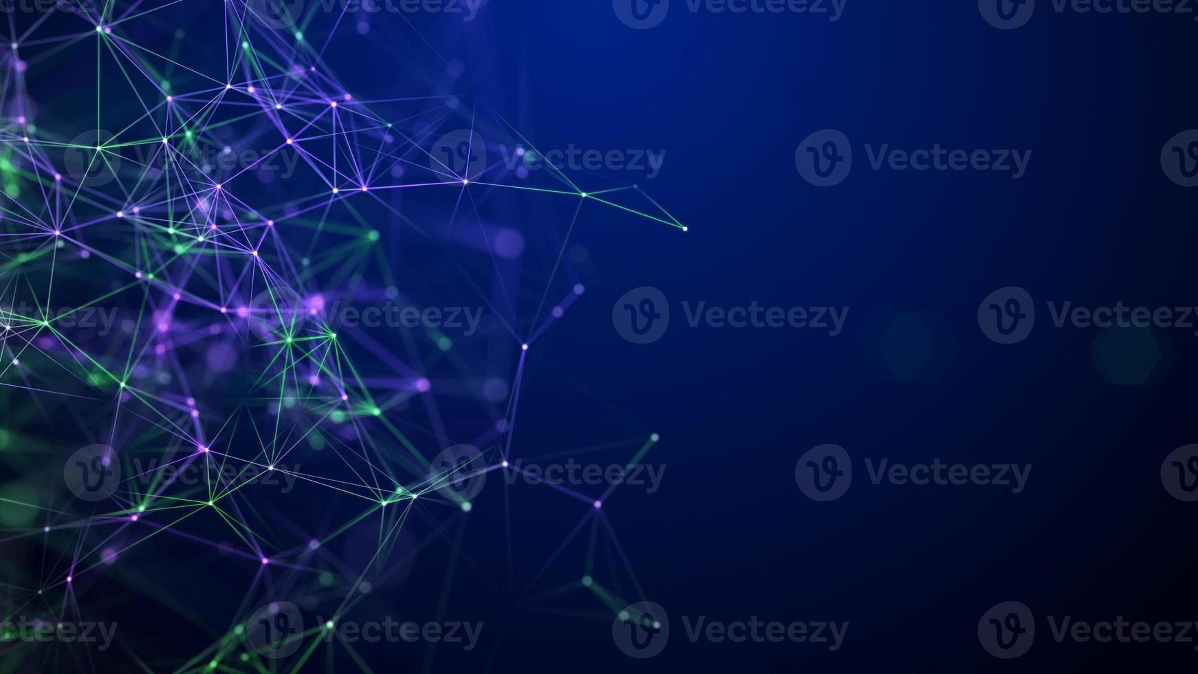 Abstract blue background with moving lines and dots. Network connection. Worldwide connection to the Internet. 3d rendering. photo
