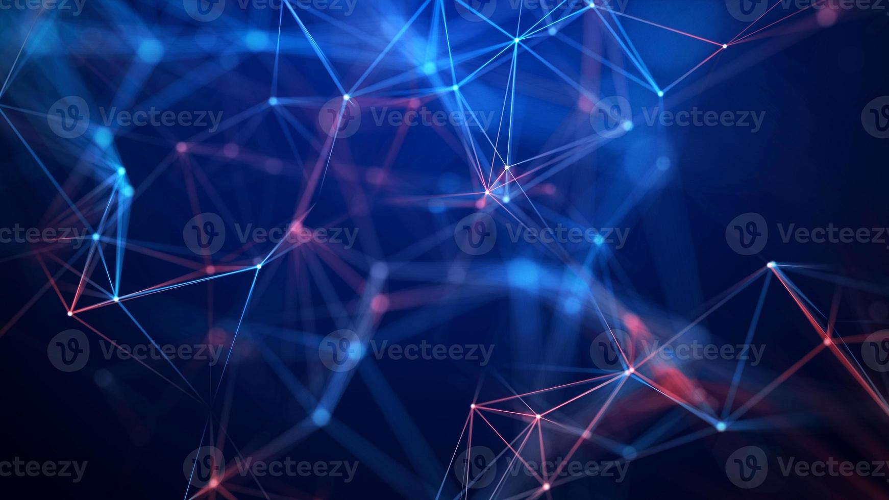 Abstract blue background with moving lines and dots. Network connection. Worldwide connection to the Internet. 3d rendering. photo