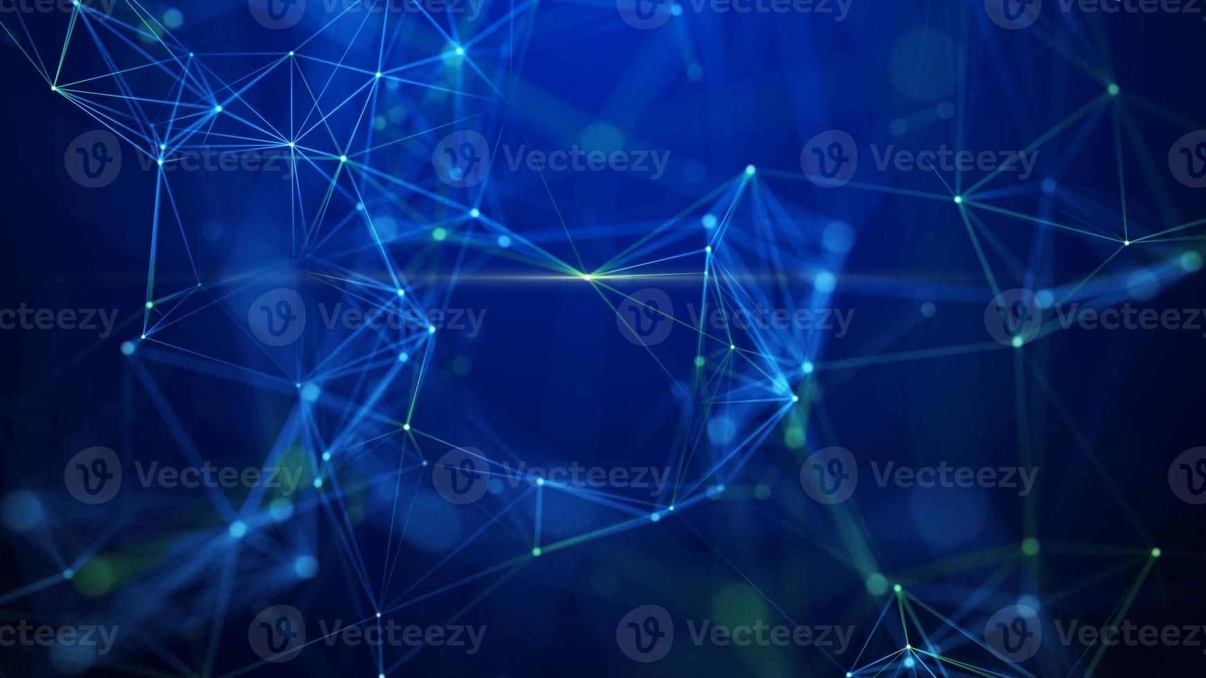Abstract blue background with moving lines and dots. Network connection. Worldwide connection to the Internet. 3d rendering. photo
