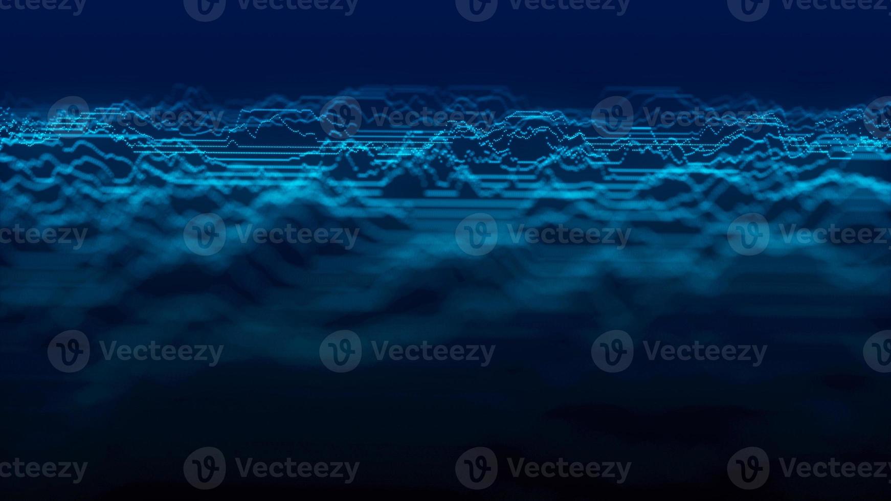 Abstract background with blue dynamic wave. Visualization of the data flow. An active musical wave in space. Visualization of big data. 3d rendering. photo