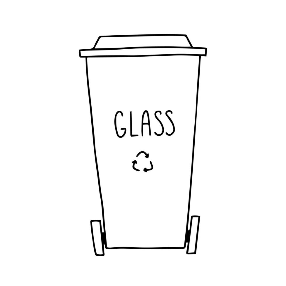 Trash can doodle vector. Trash bin recycle illustration vector