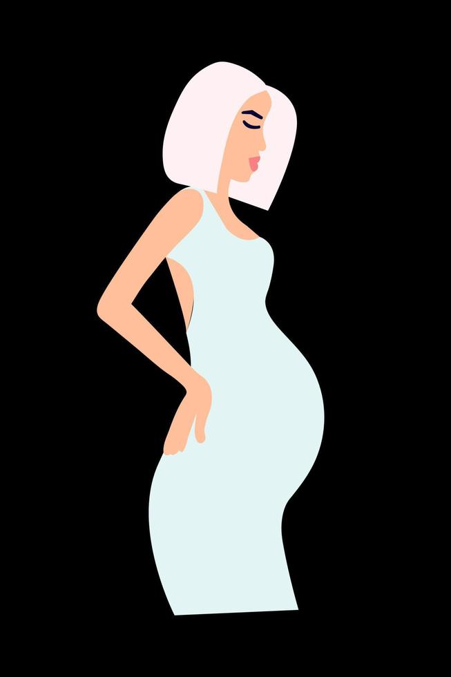 Vector pregnant woman illustration. Blond hair pregnant woman. Pregnancy concept. Motherhood, maternity.