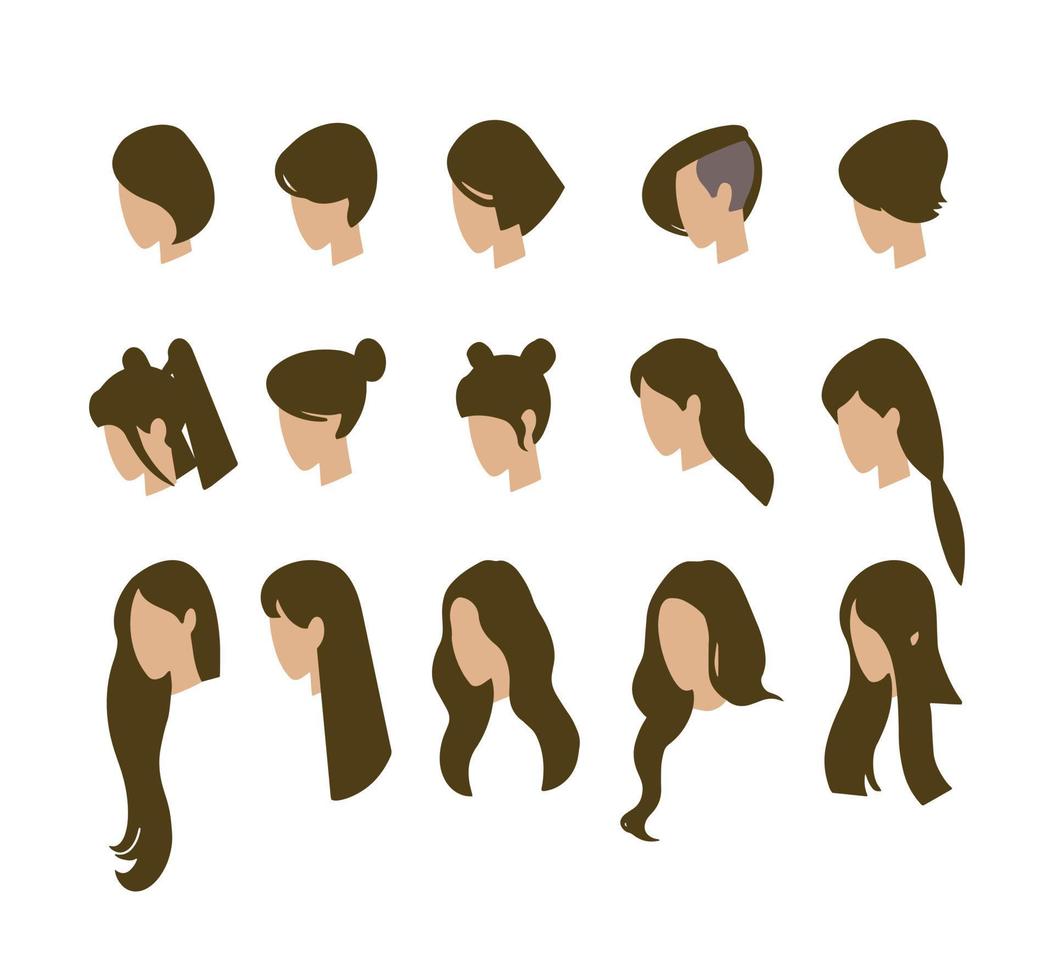 Set of avatars. Young girls. vector