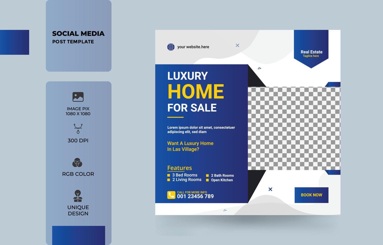 Luxury home social media post banner template Free Vector