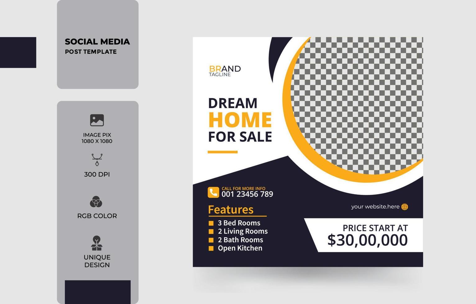 Real estate social media post home template free vector