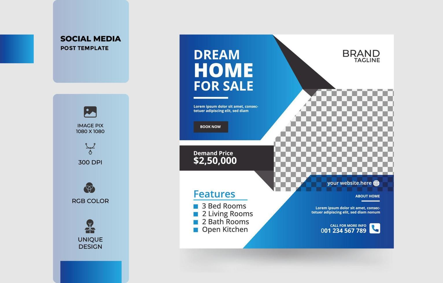 Dream home for sale banner social media post template Free Vector