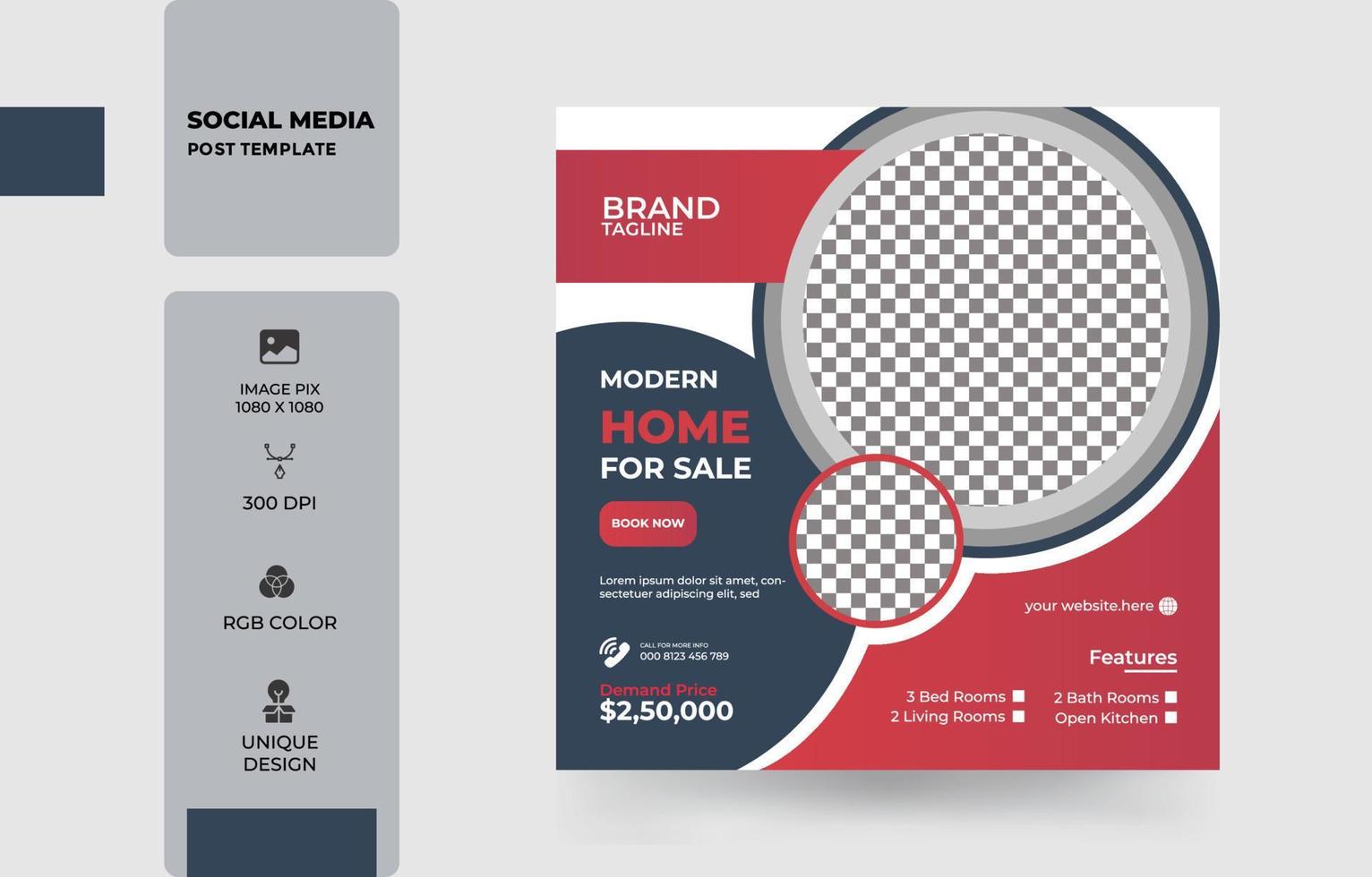 Modern home for sale social media post template Free Vector