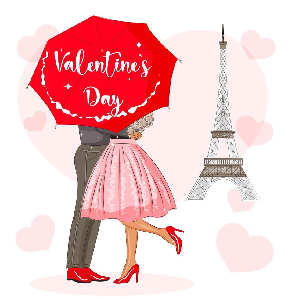 Couple under an umbrella vector