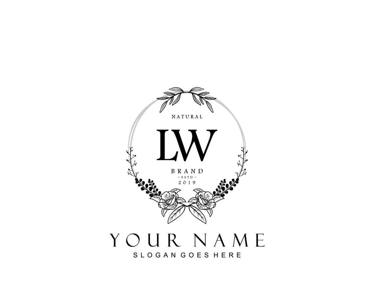 Initial LW beauty monogram and elegant logo design, handwriting logo of initial signature, wedding, fashion, floral and botanical with creative template. vector