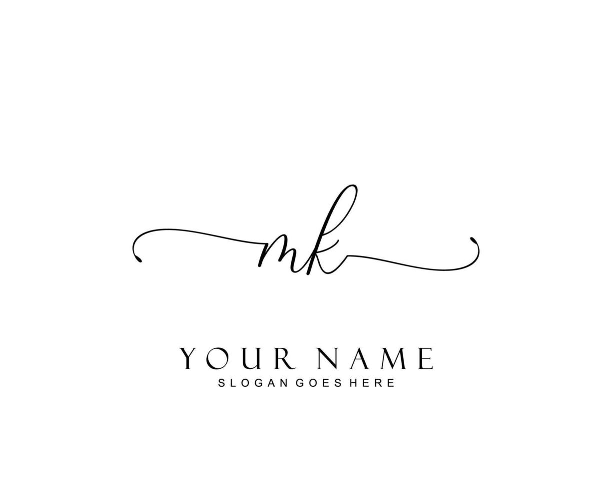 Initial MK beauty monogram and elegant logo design, handwriting logo of initial signature, wedding, fashion, floral and botanical with creative template. vector
