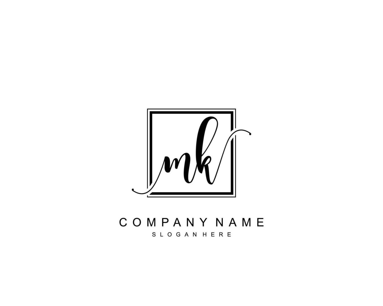 Initial MK beauty monogram and elegant logo design, handwriting logo of initial signature, wedding, fashion, floral and botanical with creative template. vector