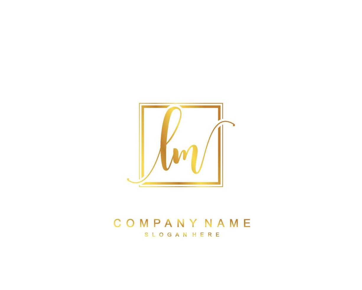 Initial LM beauty monogram and elegant logo design, handwriting logo of initial signature, wedding, fashion, floral and botanical with creative template. vector