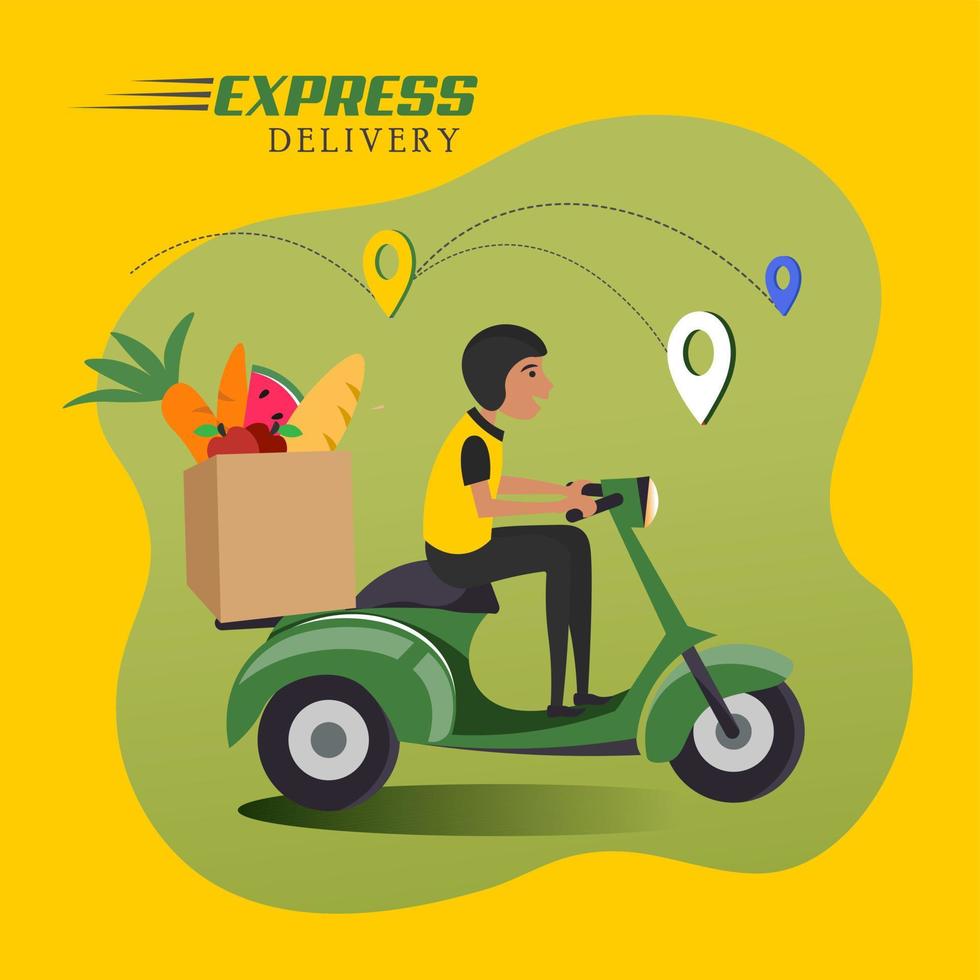 Express Delivery Social Media Post, Scooter Delivery, Online Delivery service or Bike and Home Delivery Ads or Icon vector
