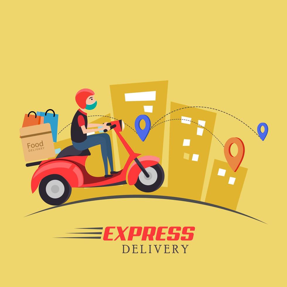 Express Delivery Social Media Post, Scooter Delivery, Online Delivery service or Bike and Home Delivery Ads or Icon vector
