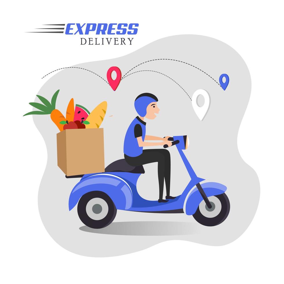 Express Delivery Social Media Post, Scooter Delivery, Online Delivery service or Bike and Home Delivery Ads or Icon vector