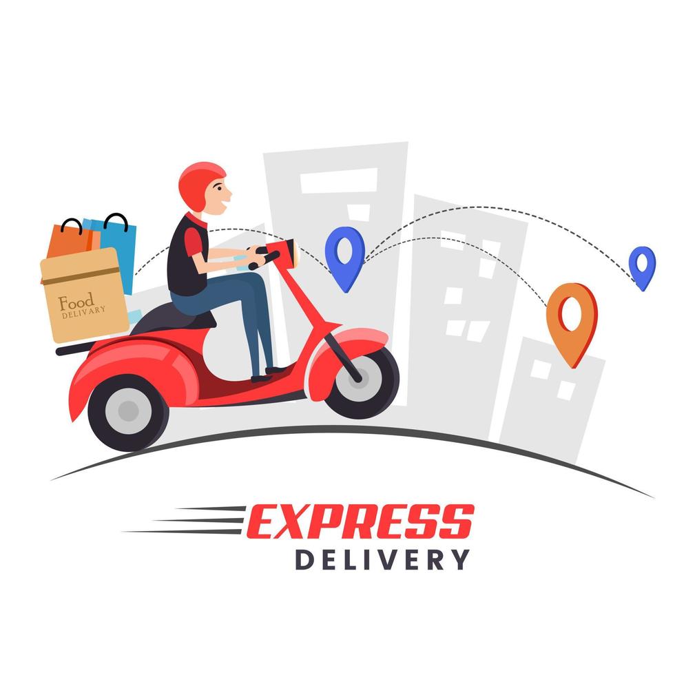 Express Delivery Social Media Post, Scooter Delivery, Online Delivery service or Bike and Home Delivery Ads or Icon vector