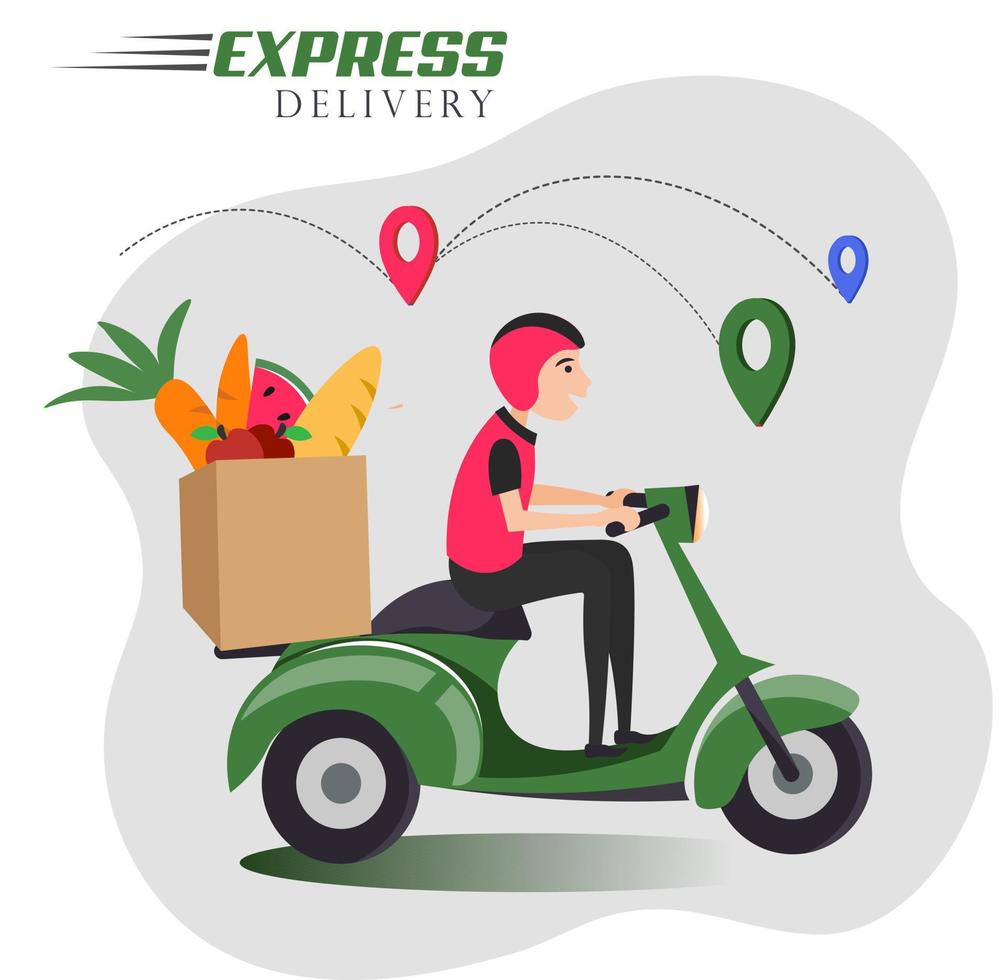 Express Delivery Social Media Post, Scooter Delivery, Online Delivery service or Bike and Home Delivery Ads or Icon vector